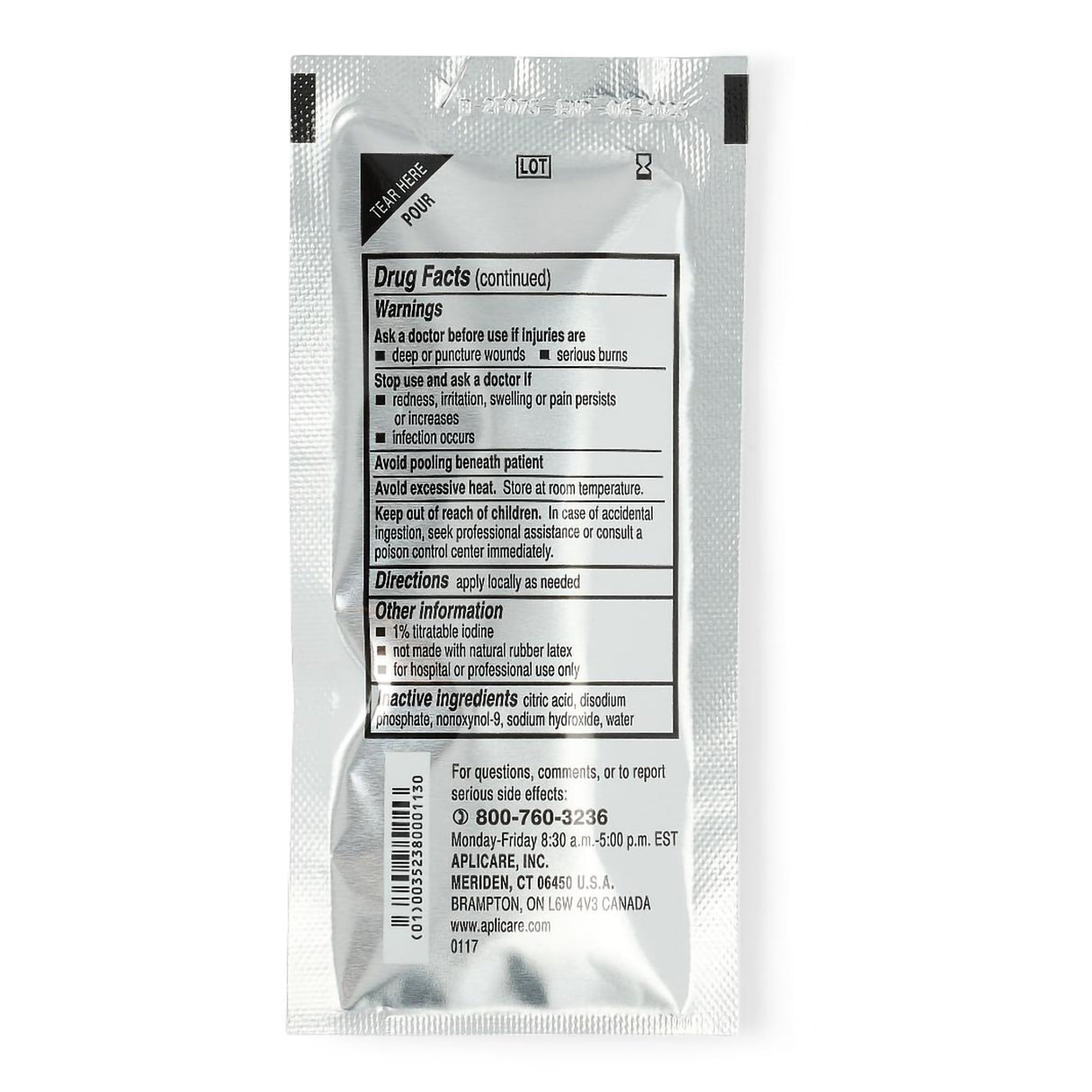 Skin Prep Solution Aplicare 3/4 oz. Individual Packet 10% Strength Povidone-Iodine NonSterile