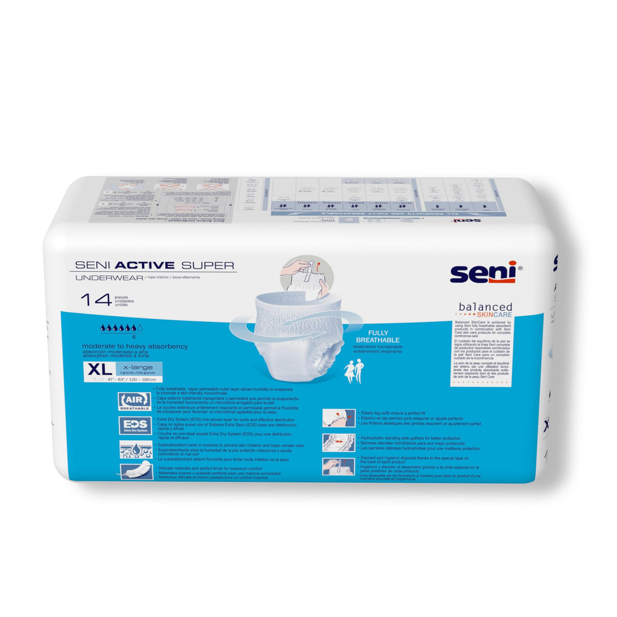 Unisex Adult Absorbent Underwear Seni® Active Super Pull On with Tear Away Seams X-Large Disposable Moderate Absorbency - BeHope