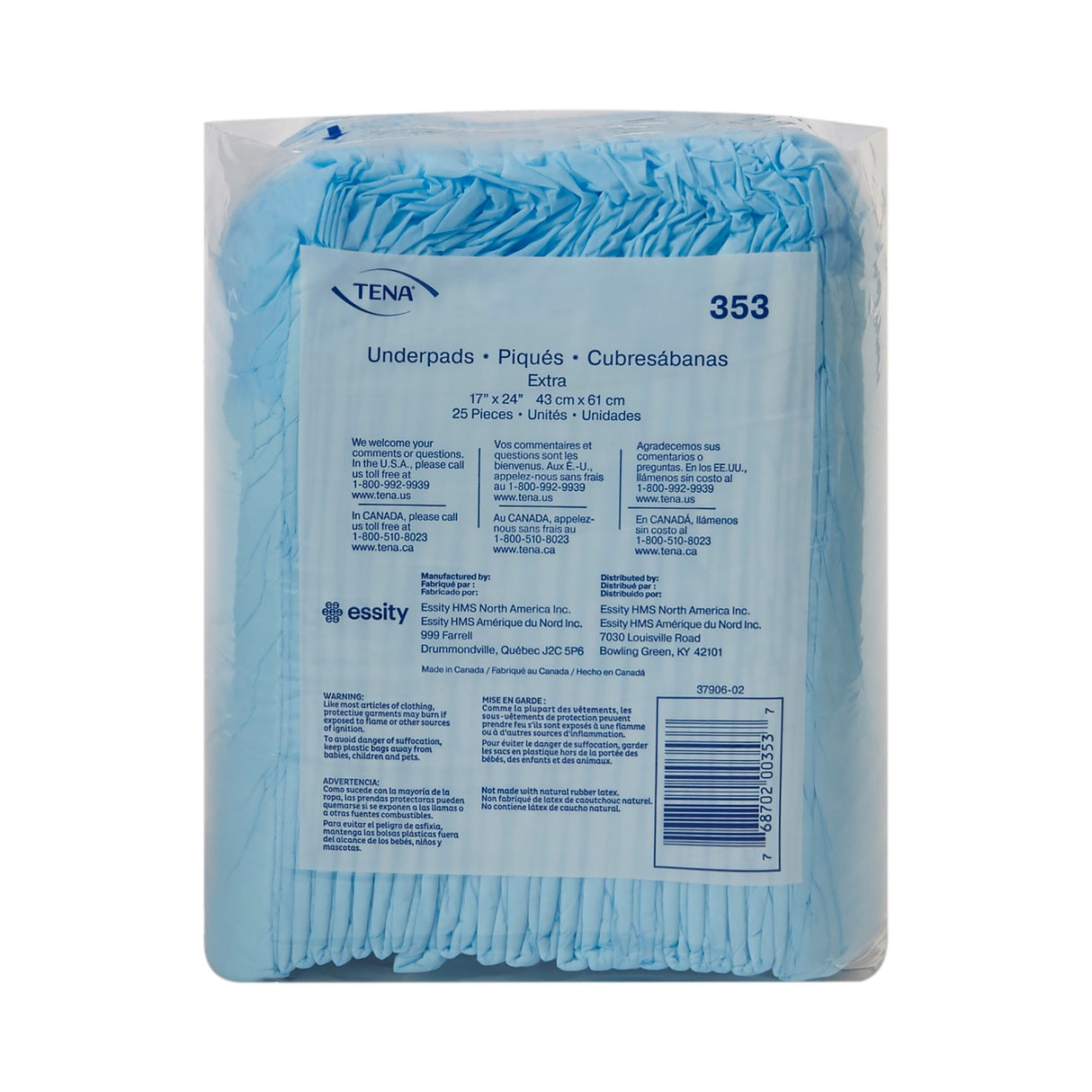Disposable Underpad TENA® Extra 17 X 24 Inch Polymer Light Absorbency - BeHope