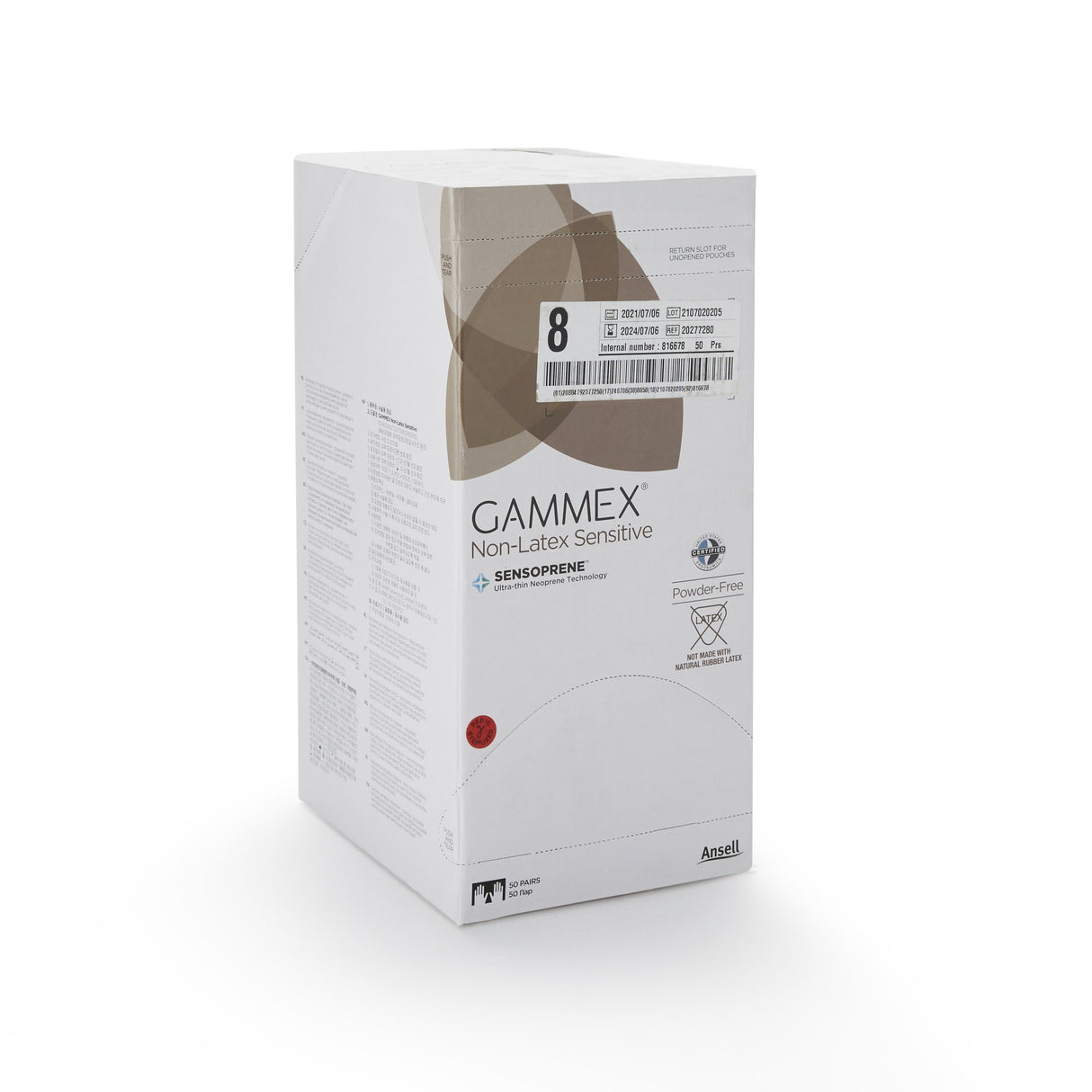 Surgical Glove GAMMEX® Non-Latex Sensitive Size 8 Sterile Polychloroprene Standard Cuff Length Micro-Textured Cream Chemo Tested - BeHope
