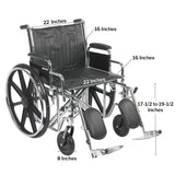 Bariatric Wheelchair McKesson Dual Axle Desk Length Arm Swing-Away Elevating Legrest Black Upholstery 22 Inch Seat Width Adult 450 lbs. Weight Capacity - BeHope