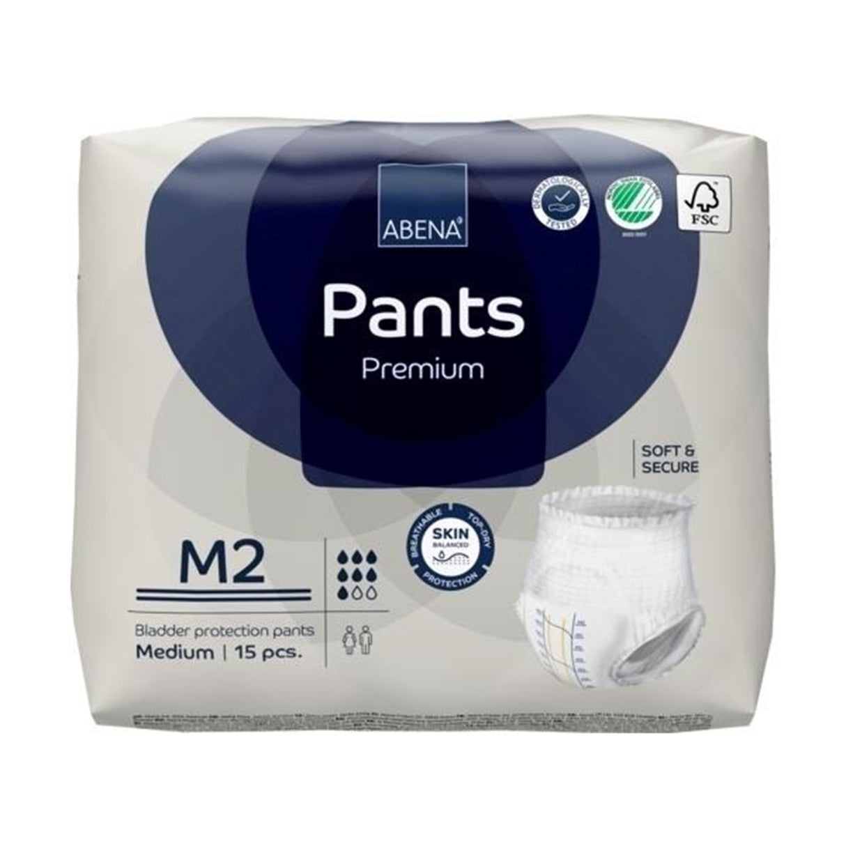 Unisex Adult Absorbent Underwear Abena® Premium Pants M2 Pull On with Tear Away Seams Medium Disposable Heavy Absorbency - BeHope