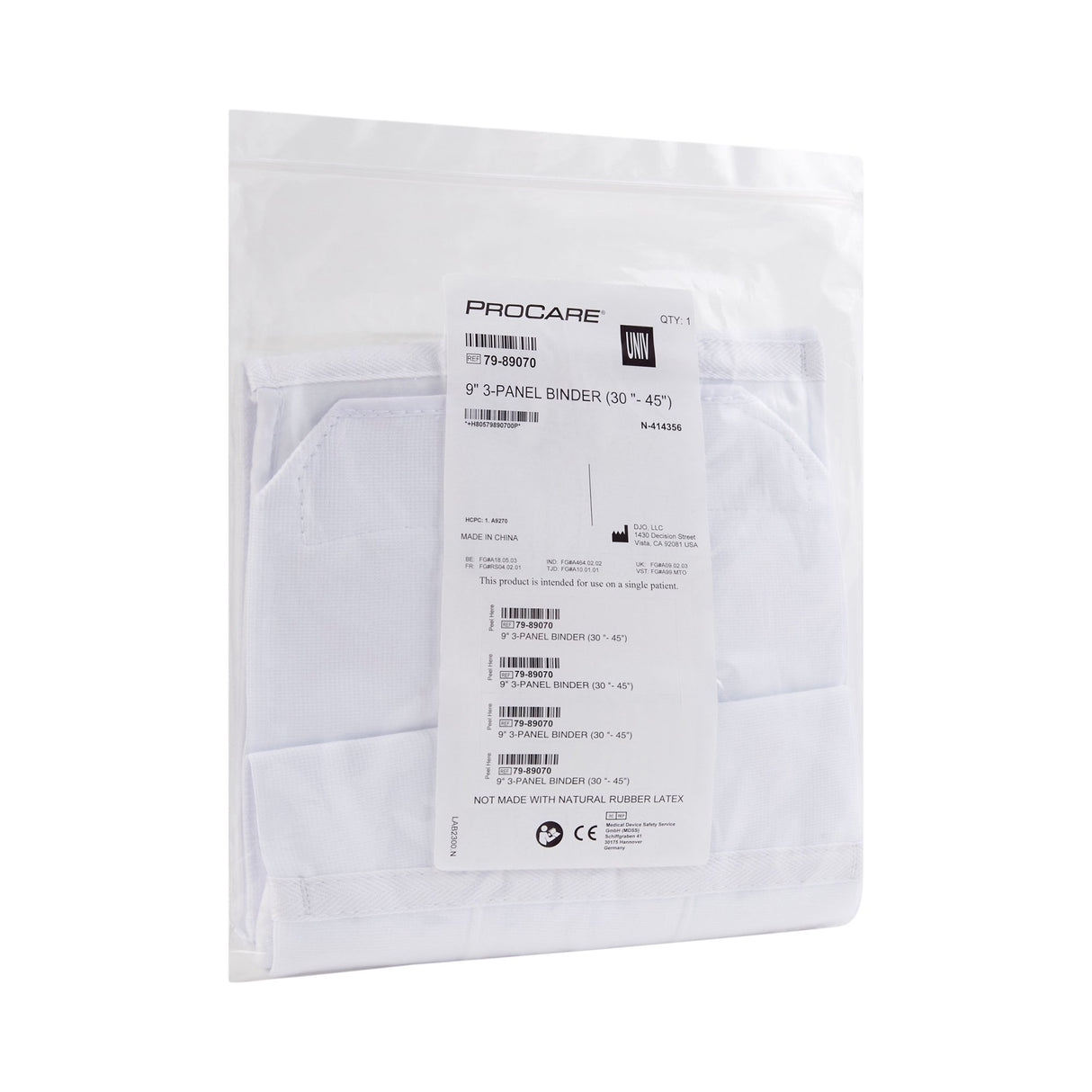 Abdominal Binder ProCare® Premium One Size Fits Most Hook and Loop Closure 30 to 45 Inch Waist Circumference 9 Inch Height Adult - BeHope