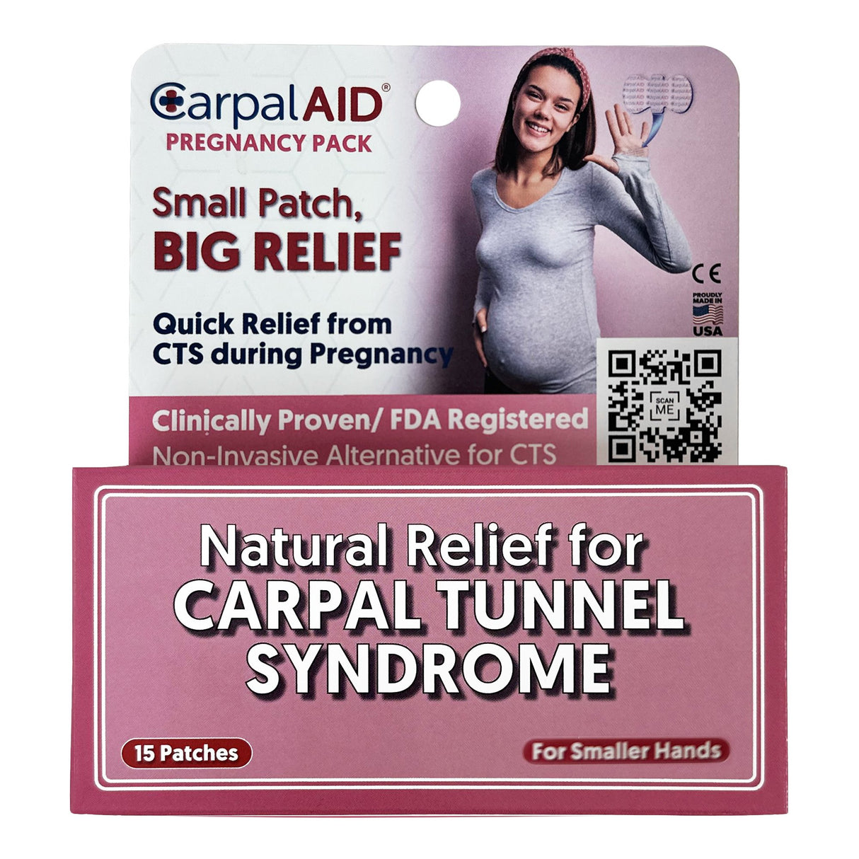 Hand-Based Carpal Tunnel Support Carpal AID® Patch Pregnancy Plastic Left or Right Hand Clear Small - BeHope