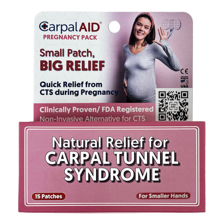 Hand-Based Carpal Tunnel Support Carpal AID® Patch Pregnancy Plastic Left or Right Hand Clear Small - BeHope