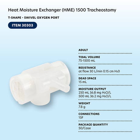 Heat And Moisture Exchanger-trach Dynarex Resp-o2™ 36.2 Mg H₂o/l @ Vt 500 Ml 0.15 Cm H₂o @ 30 Lpm - Behope