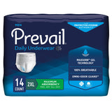 Male Adult Absorbent Underwear Prevail Daily Underwear Pull On with Tear Away Seams 2X-Large Disposable Heavy Absorbency