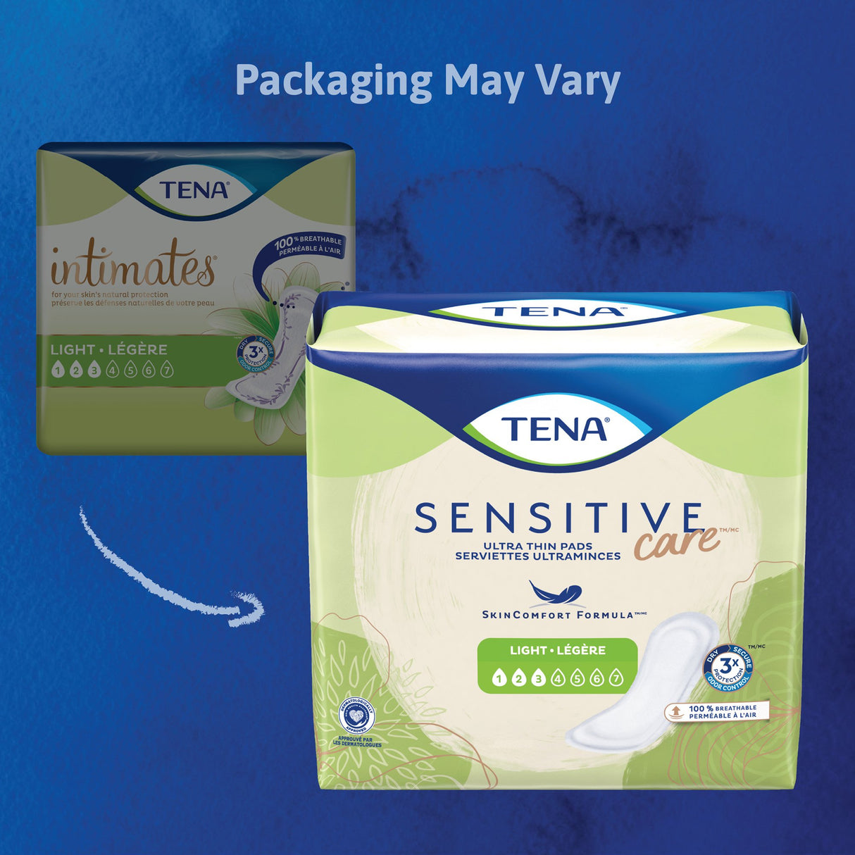 Bladder Control Pad TENA Sensitive Care Ultra Thin Light 10 Inch Length Light Absorbency Dry-Fast Core One Size Fits Most