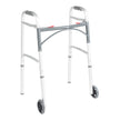 Dual Release Folding Walker with Wheels Adjustable Height McKesson Aluminum Frame 350 lbs. Weight Capacity 25 to 32-1/4 Inch Height - BeHope