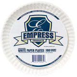 Plate Empress White Single Use Uncoated Paper 9 Inch Diameter - BeHope