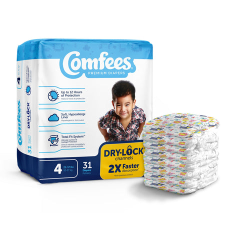 Unisex Baby Diaper Comfees® Size 4 Disposable Moderate Absorbency - BeHope