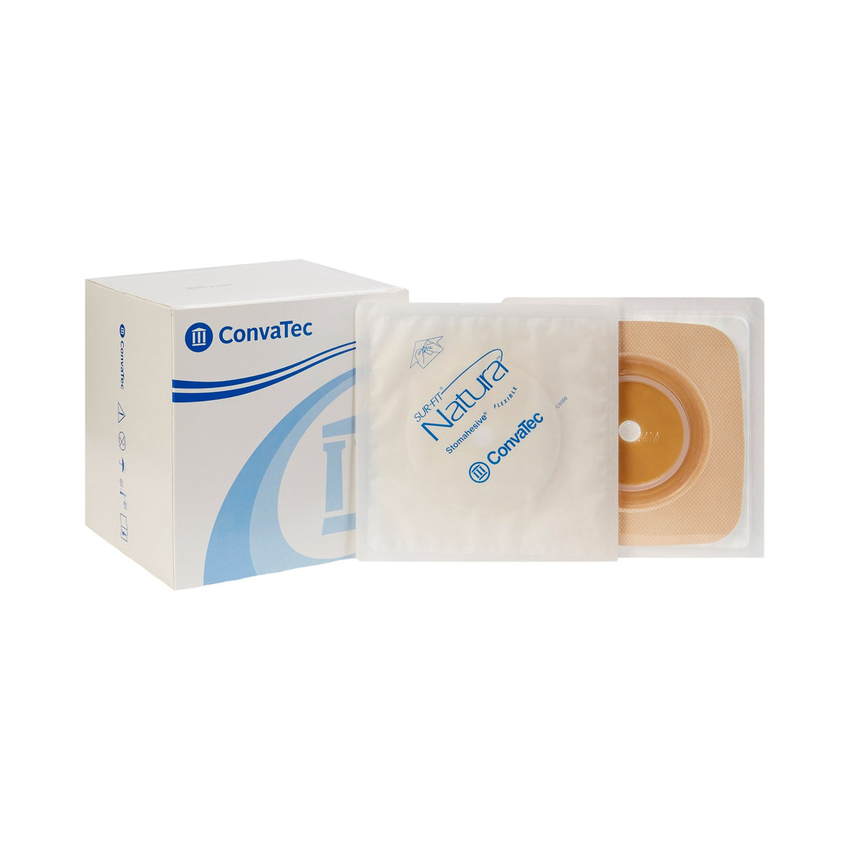 Ostomy Barrier Sur-Fit Natura® Trim to Fit, Standard Wear Stomahesive® Adhesive 57 mm Flange Sur-Fit® Natura® System Hydrocolloid 1-3/8 to 1-3/4 Inch Opening 5 X 5 Inch - BeHope