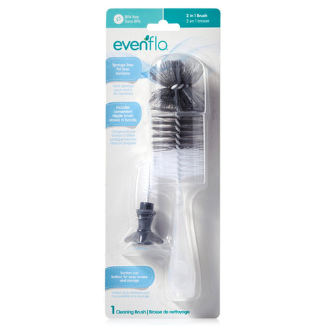 Baby Bottle / Nipple Brush Set Evenflo 2-in-1 For Baby Bottles, Nipples, Breast Pump Parts - BeHope