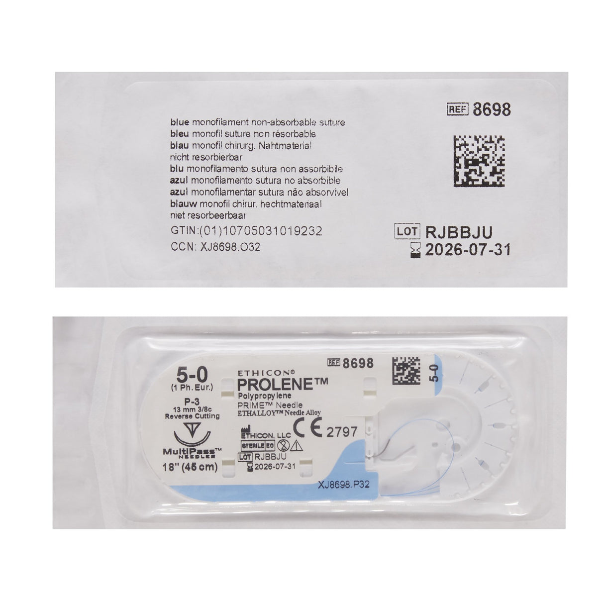 Nonabsorbable Suture Prolene™ Polypropylene Monofilament Reverse Cutting Needle - BeHope