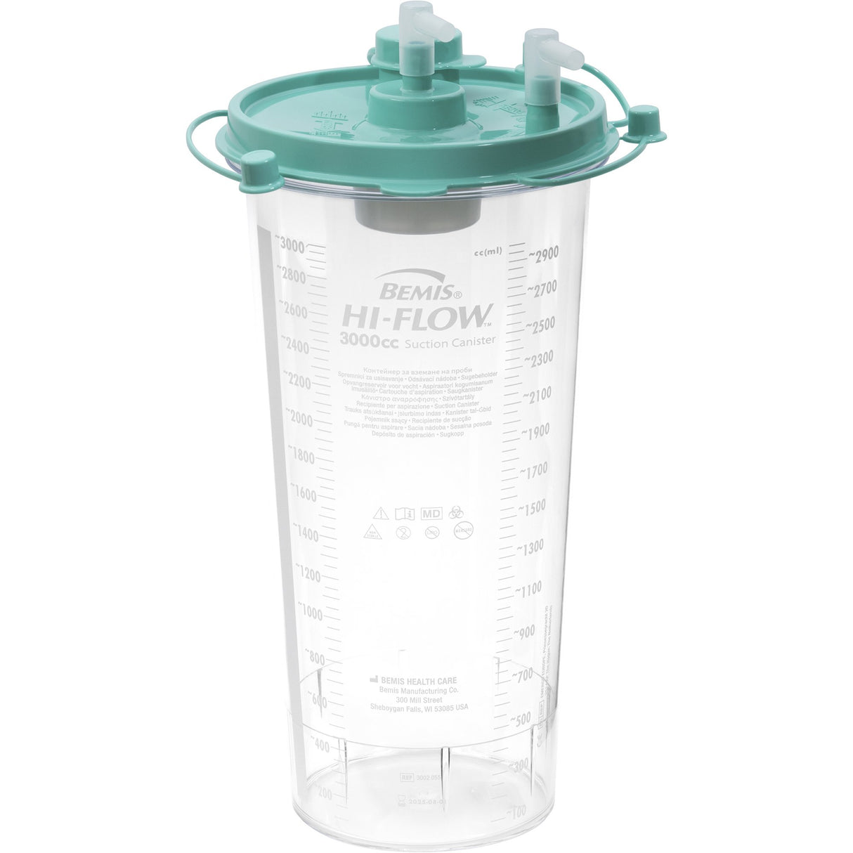 Rigid Suction Canister Hi-Flow™ 3000 mL Sealing Lid - BeHope