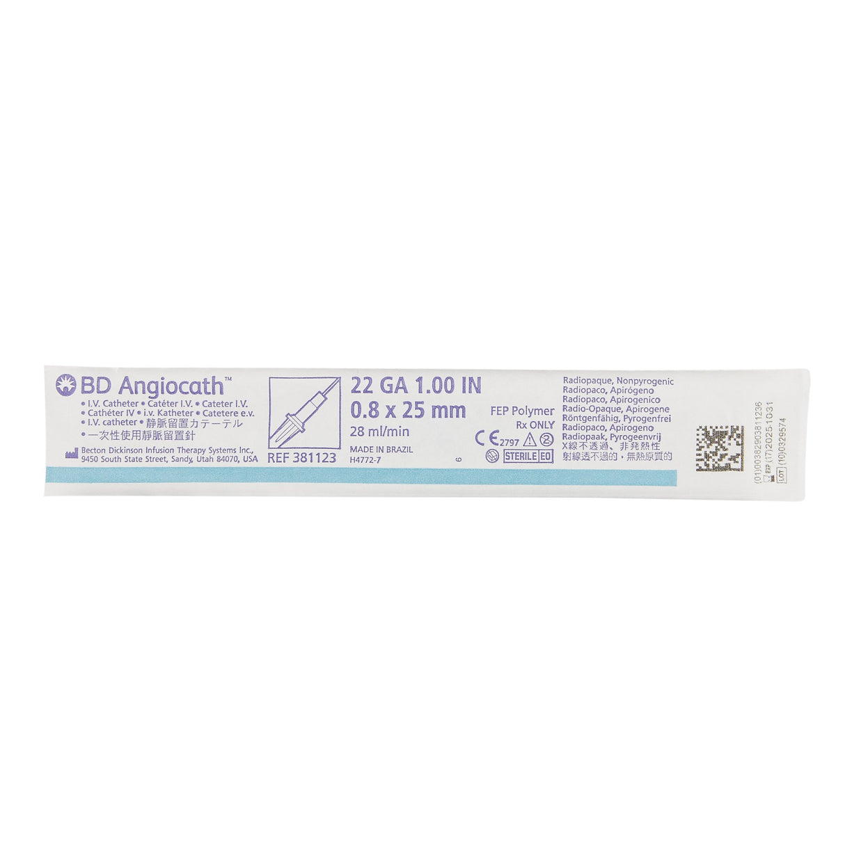 Peripheral IV Catheter Angiocath™ FEP Polymer Straight Hub Non Blood Control - BeHope