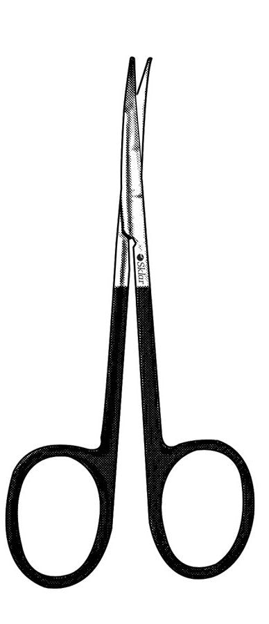 Blepharoplasty Scissors Sklar® Kaye 4-1/2 Inch Length OR / Surgical Grade German Stainless Steel NonSterile Finger Ring Handle Curved Blunt Tip / Blunt Tip