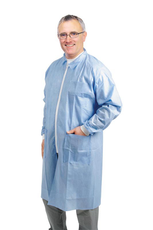 Lab Coat White X-Large Mid Length 3-Layer SMS Disposable - BeHope