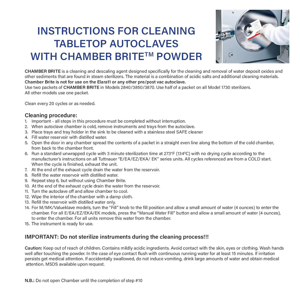Chamber Brite Autoclave Chamber Cleaner - BeHope