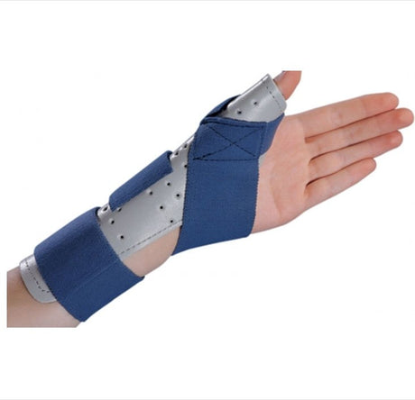 Thumb Splint ThumbSPICA™ Adult Small / Medium Hook and Loop Strap Closure Left Hand Blue / Gray - BeHope