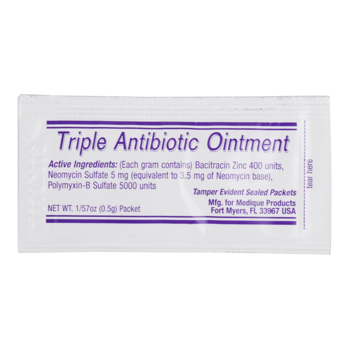 First Aid Antibiotic Bacitracin / Neomycin / Polymyxin B Medi-First® Ointment 0.5 Gram Individual Packet - BeHope