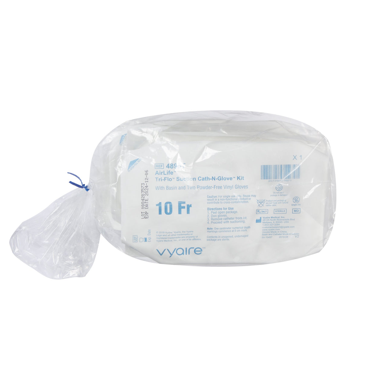 Suction Catheter Kit Tri-Flo® Cath-N-Glove® 10 Fr. Beveled Tip - BeHope