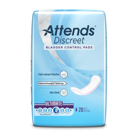 Bladder Control Pad Attends Discreet 15 Inch Length Moderate Absorbency Polymer Core One Size Fits Most
