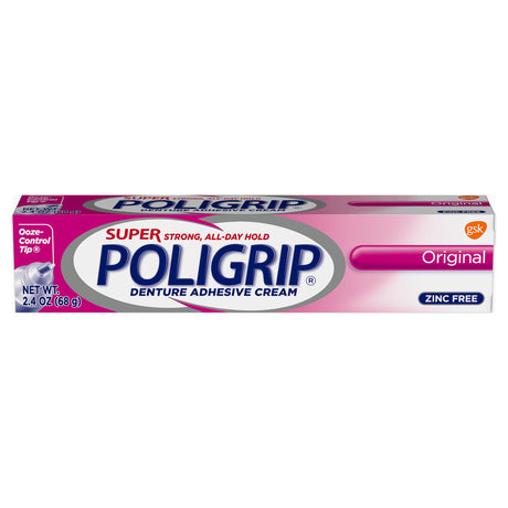 Denture Adhesive Super Poligrip® Original Cream Strong All-Day Hold - BeHope