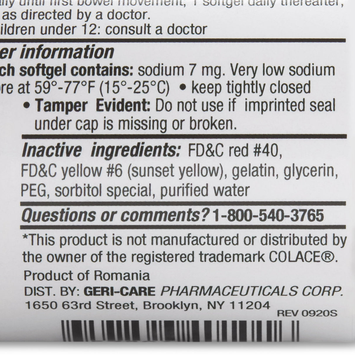 Stool Softener Geri-Care® Softgel 100 per Bottle 100 mg Strength Docusate Sodium - BeHope