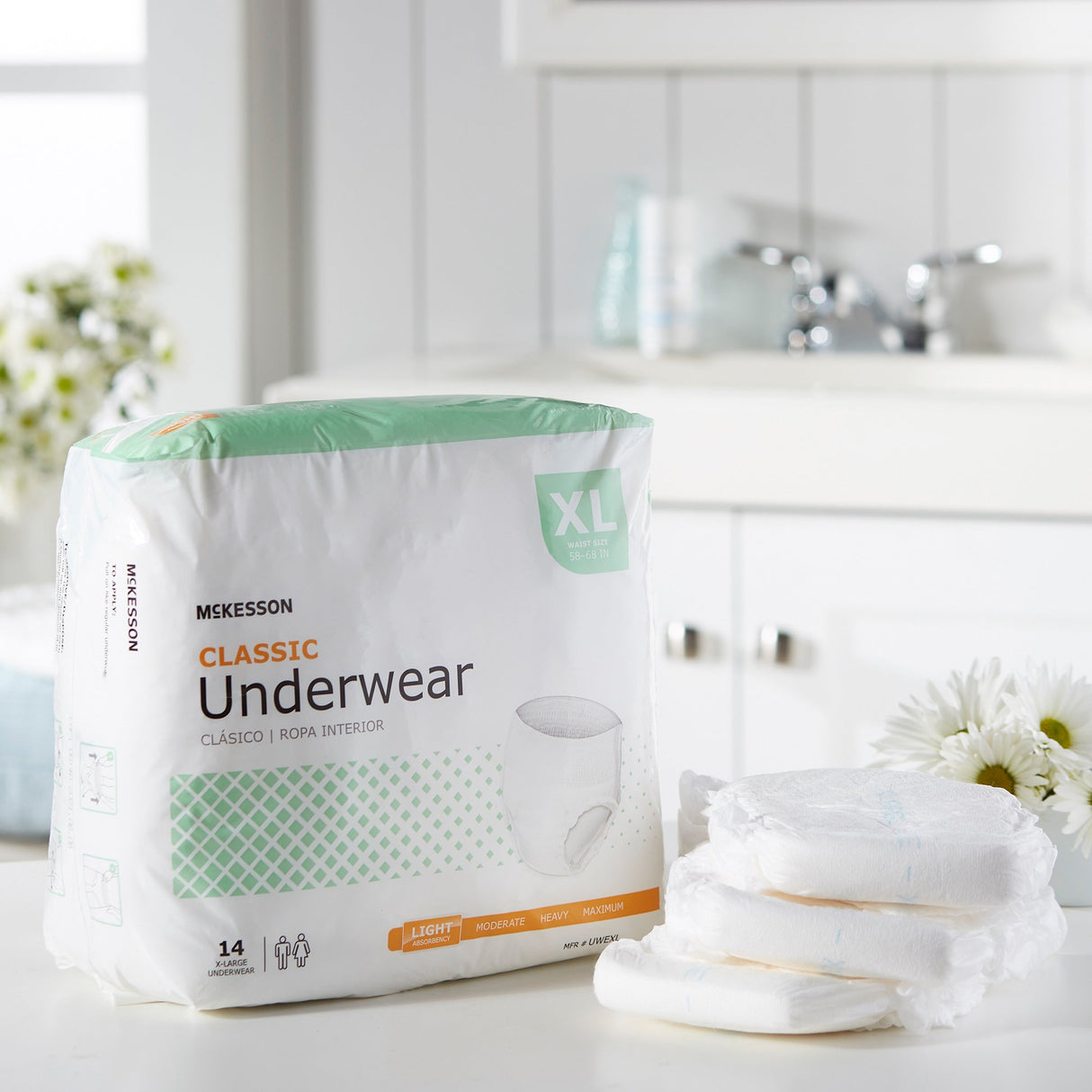 Unisex Adult Absorbent Underwear McKesson Classic Pull On with Tear Away Seams X-Large Disposable Light Absorbency