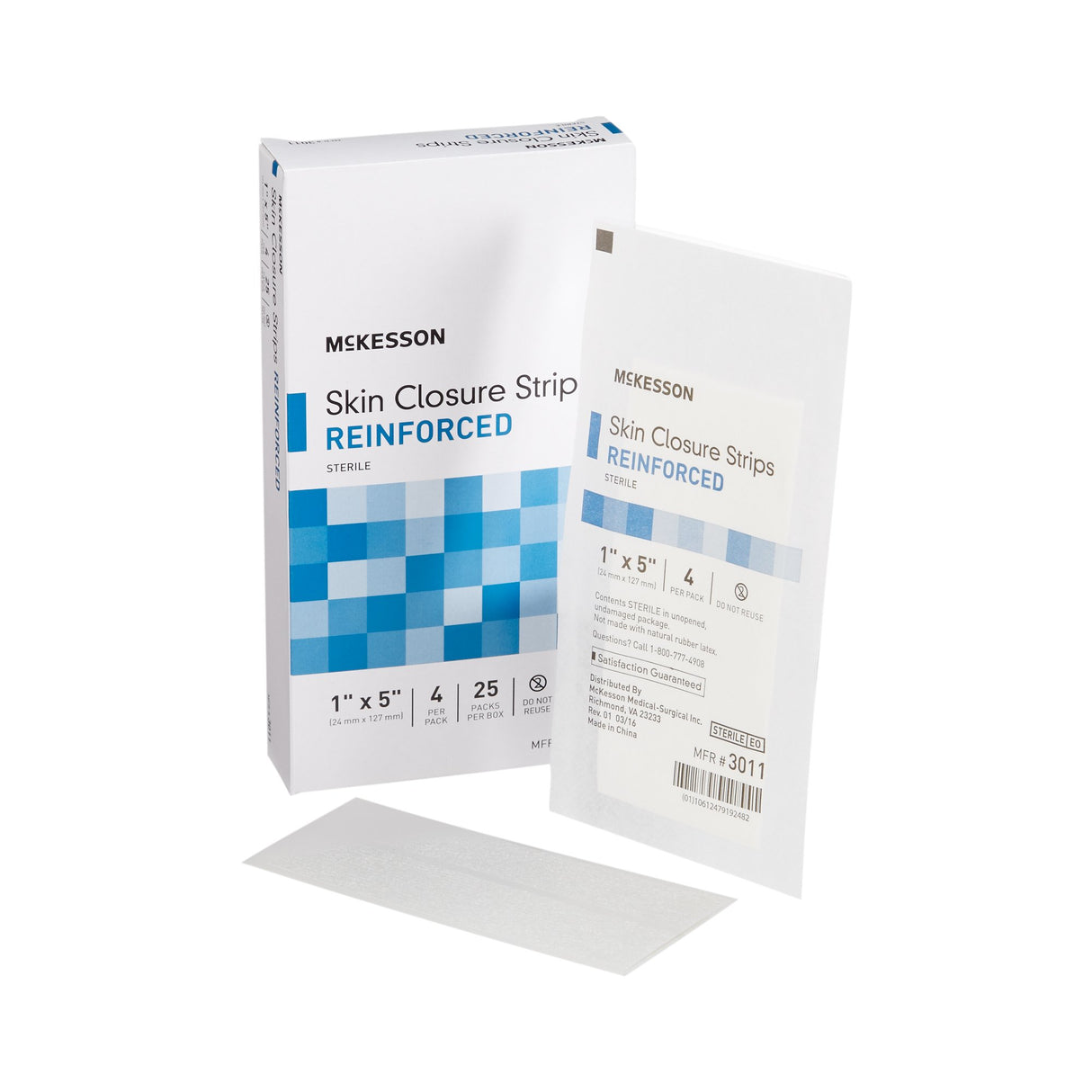 Skin Closure Strip McKesson 1 X 5 Inch Nonwoven Material Reinforced Strip White - BeHope