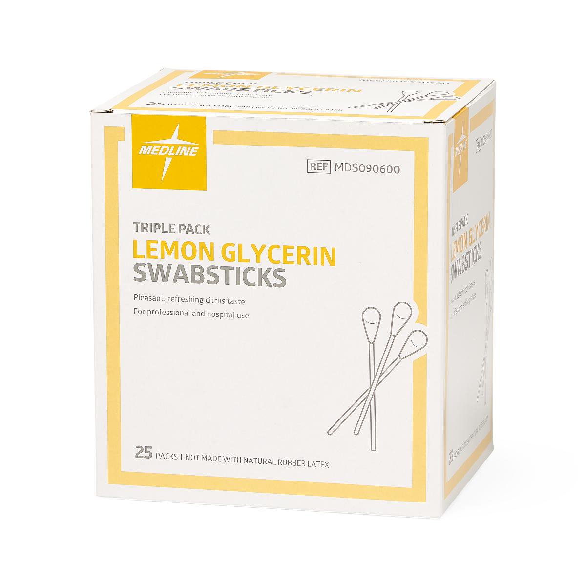 Lemon Glycerin Swabstick Medline Rayon Tip 3 Per Pack