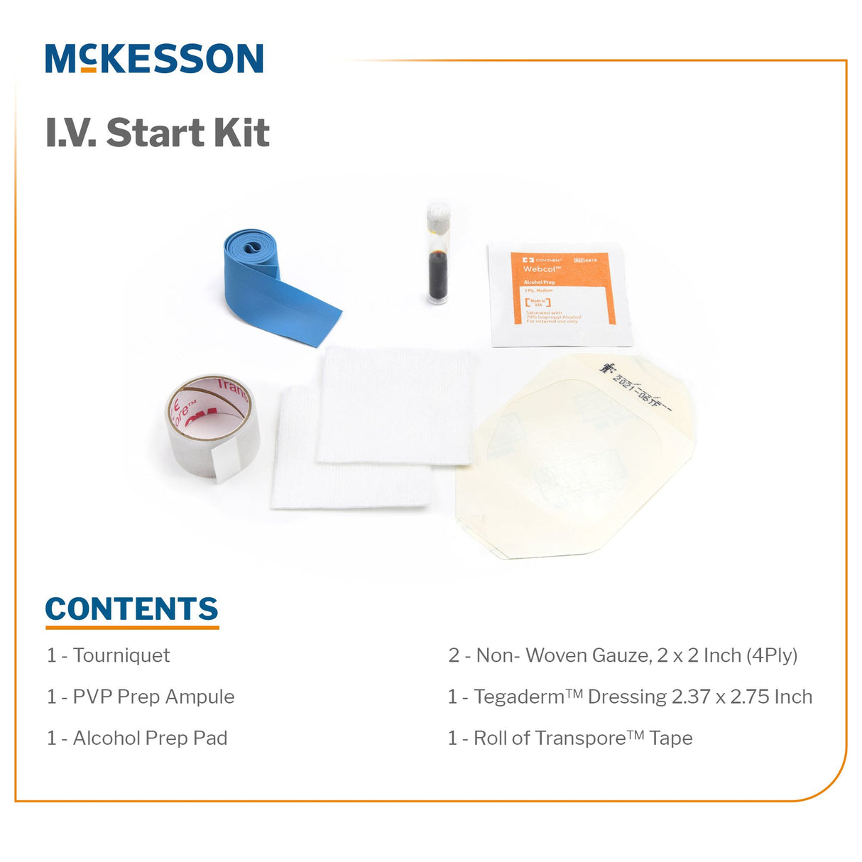 McKesson Sterile IV Start Kit with Tegaderm Dressing PVP Prep Ampule - BeHope