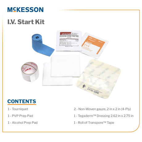 IV Start Kit Mckesson Sterile with Tegaderm Dressing and PVP Prep Pad - BeHope