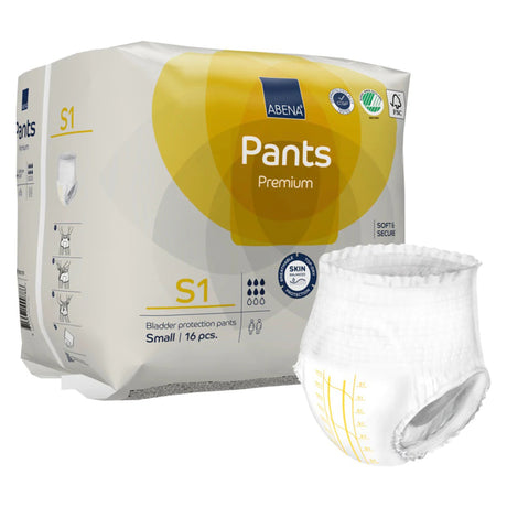 Unisex Adult Absorbent Underwear Abena® Premium Pants S2 Pull On with Tear Away Seams Small Disposable Heavy Absorbency - BeHope
