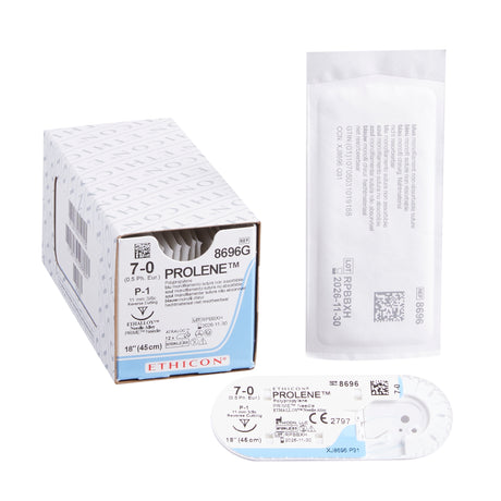 Nonabsorbable Suture with Needle Prolene™ Polypropylene P-1 3/8 Circle Precision Reverse Cutting Needle Size 7-0 Monofilament - BeHope