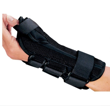 Wrist Brace with Abducted Thumb ProCare® ComfortFORM™ Aluminum / Foam / Spandex / Plastic Right Hand Black Medium - BeHope