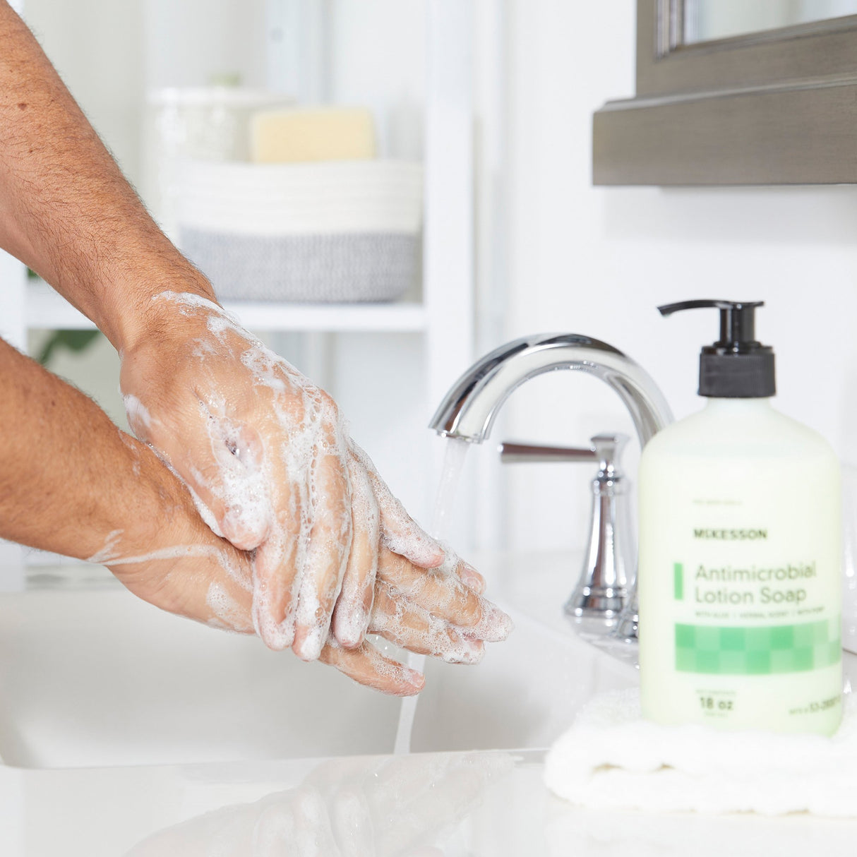 Antimicrobial Soap McKesson Lotion 18 oz. Pump Bottle Herbal Scent