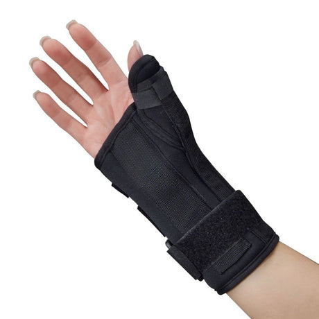 Wrist Brace with Thumb Spica Polyester Foam / Nylon / Tricot Right Hand Black Small - BeHope