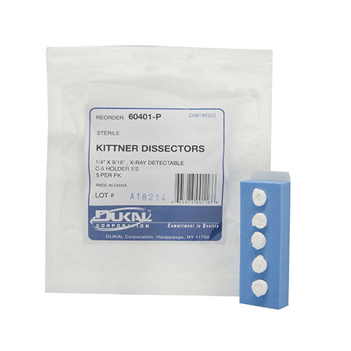 Surgical Kittner Sponge X-Ray Detectable Cotton 1/4 X 9/16 Inch 5 Count Foam Count Holder Sterile - BeHope