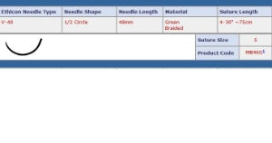 Nonabsorbable Suture with Needle Ethibond Polyester V-40 1/2 Circle Taper Cutting Needle Size 5 Braided - BeHope