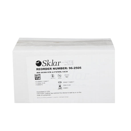 Iris Scissors Econo Sterile™ 4-1/2 Inch Length Floor / Office Grade Pakistani Stainless Steel Sterile Finger Ring Handle Straight Sharp Tip / Sharp Tip - BeHope