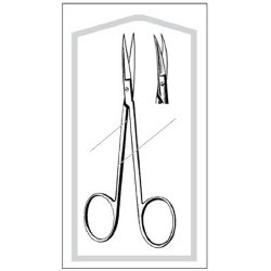 Iris Scissors Econo™ 4-1/2 Inch Length Floor / Office Grade Pakistani Stainless Steel Sterile Finger Ring Handle Curved Sharp Tip / Sharp Tip - BeHope