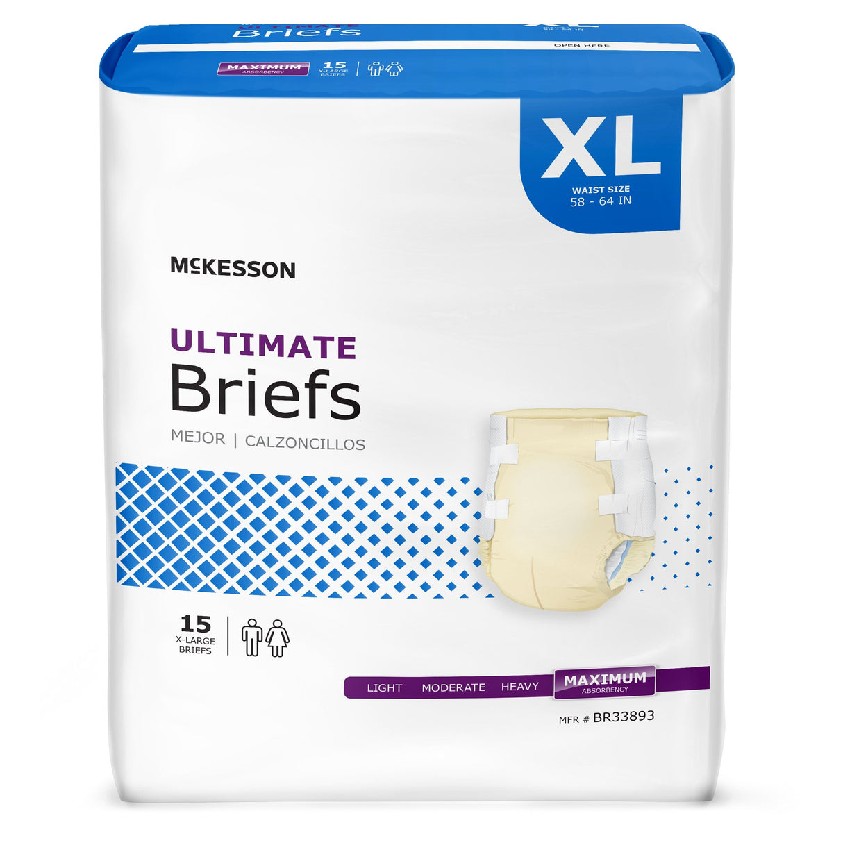 Unisex Adult Incontinence Brief McKesson X-Large Disposable Heavy Absorbency - BeHope