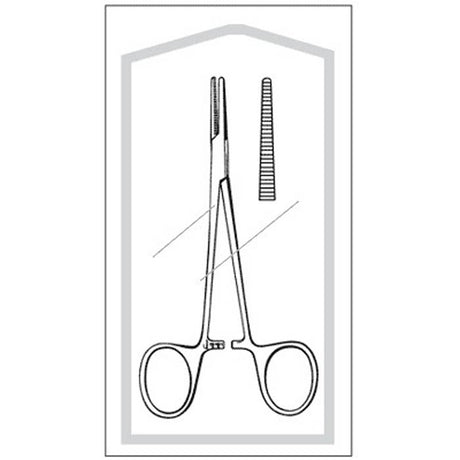 Mosquito Forceps Econo Sterile™ Halsted 5 Inch Length Floor / Office Grade Pakistani Stainless Steel Sterile Locking Finger Ring Handle Straight Serrated Tips - BeHope