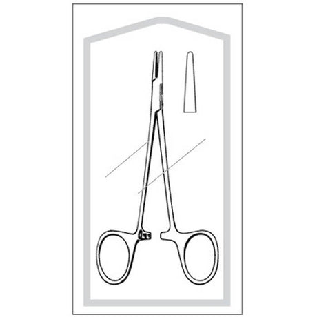 Needle Holder Econo™ Webster 5 Inch Length Straight Smooth Tip Finger Ring Handle - BeHope