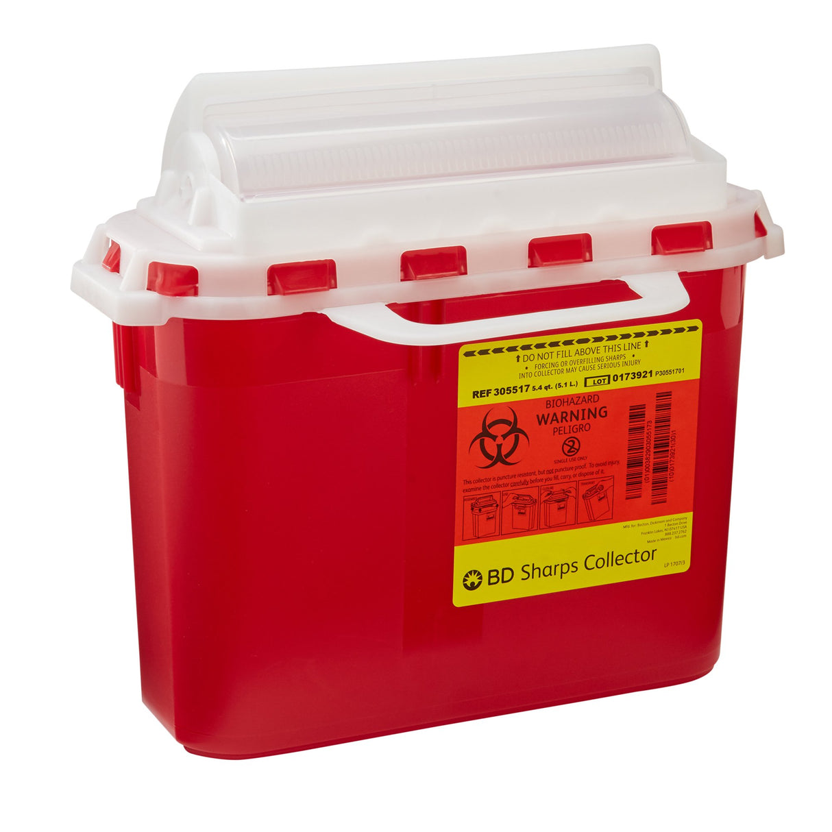 Sharps Container BD™ Horizontal Entry Durable Red Base Secure Locking Lid - BeHope