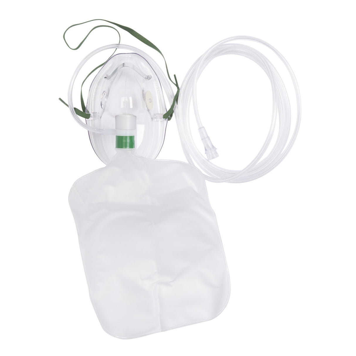 NonRebreather Oxygen Mask Elongated Style Adult One Size Fits Most Adjustable Head Strap / Nose Clip - BeHope