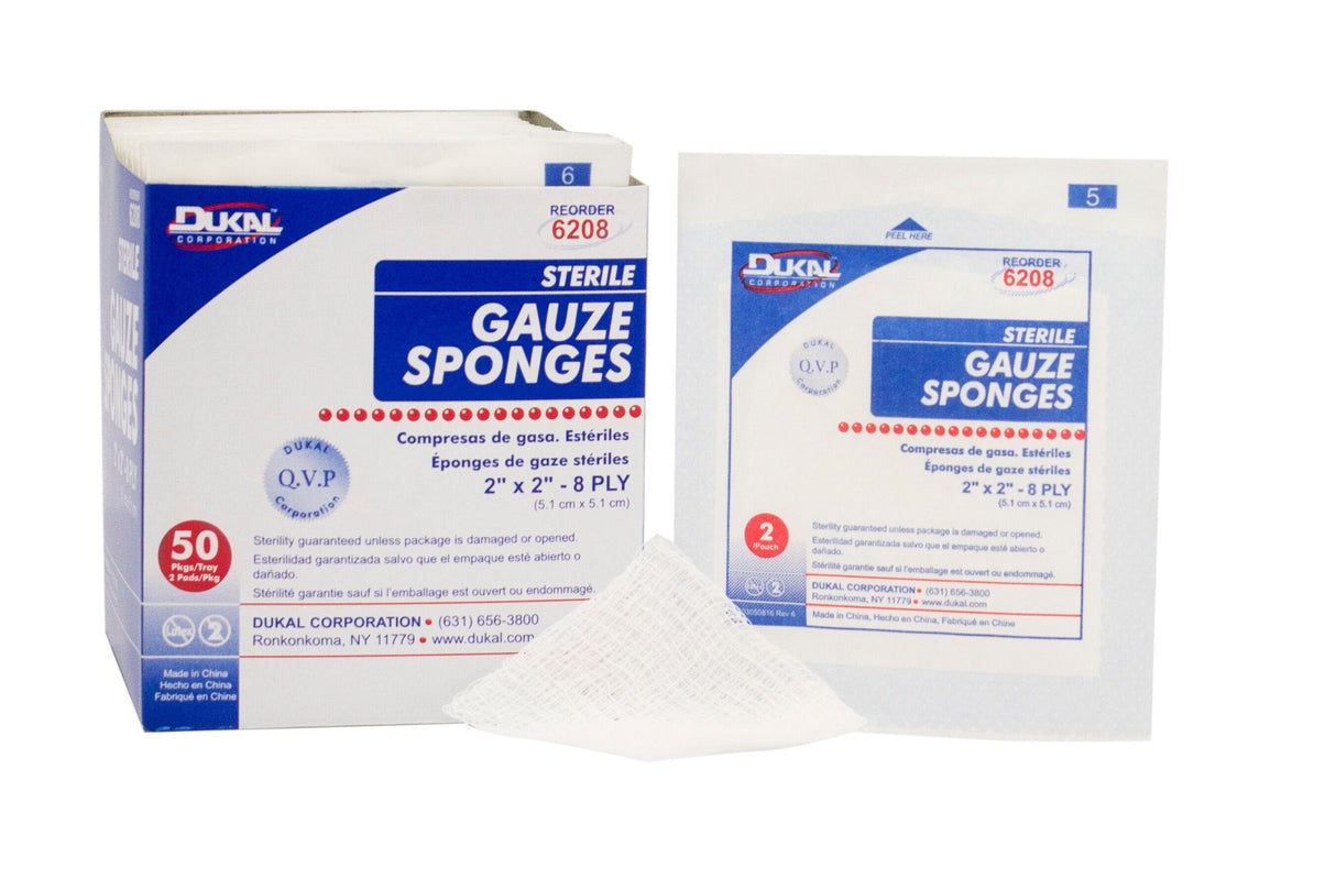 Gauze Sponge Dukal™ 2 X 2 Inch 8-Ply Sterile 2 per Pack - BeHope