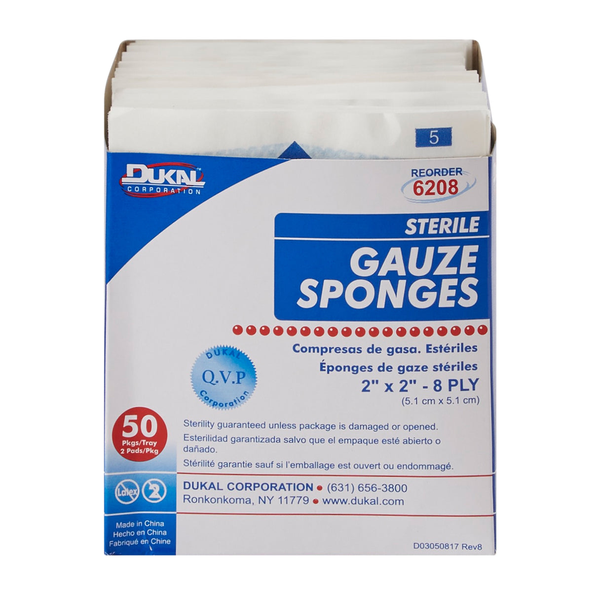 Gauze Sponge Dukal™ 2 X 2 Inch 8-Ply Sterile 2 per Pack - BeHope